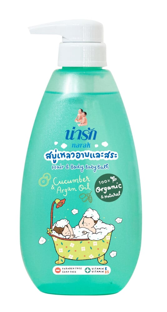 สบู่เหลวอาบและสระออร์แกนิก NARAK คิวคัมเบอร์ & อาร์แกนออยล์ 380 มล.